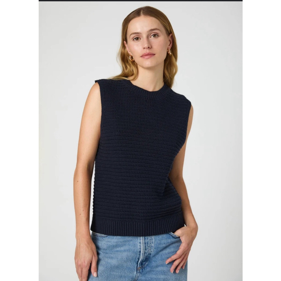 French Connection Sweaters - French Connection Black Open Knit Manda Vest